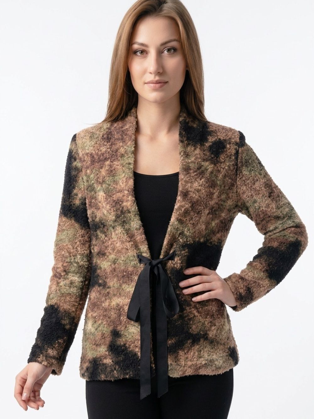 MISOOK | Tie Dye Look Tie Front Cardigan Jacket M